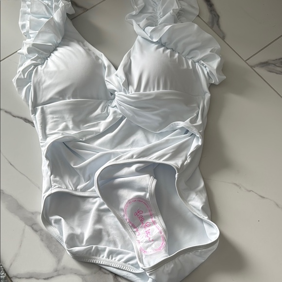 White Ruffled Swimsuit - Picture 2 of 3